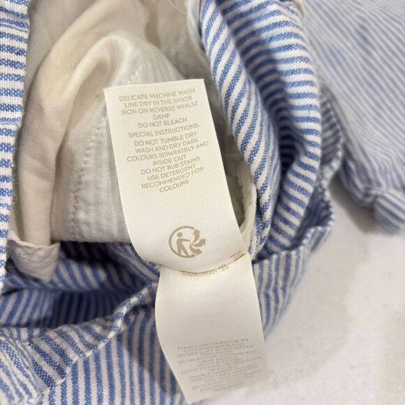 Boden Lucinda Romper Women 4R Linen Blue Stripe Shorts Beachy Preppy Resort - Picture 7 of 10